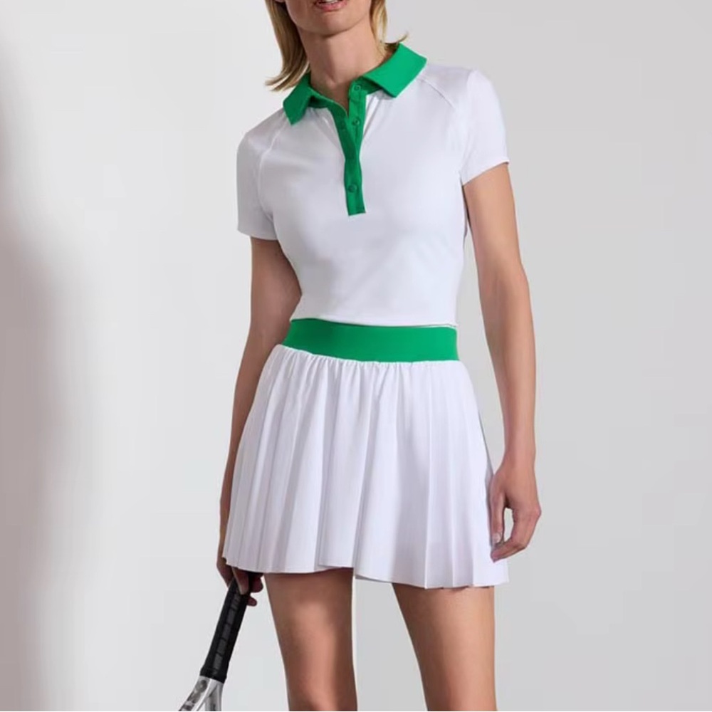 MPG White and Green Skirt Set